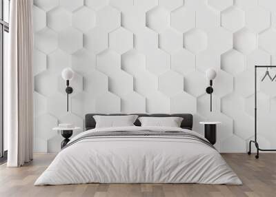 White Hexagon Wall Background Wall mural