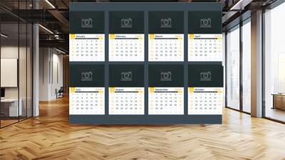 2025 Calendar template, week starts on Sunday, a3 size, place for your photo, vector eps10 illustration Wall mural