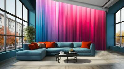 Abstract background with blue and pink shiny vertical lines Wall mural