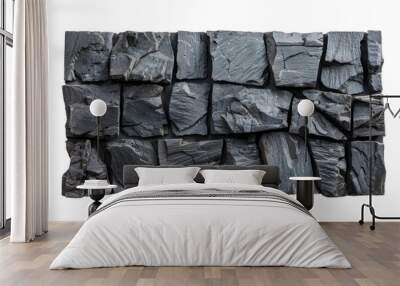 Basalt wall isolated on transparent background Wall mural