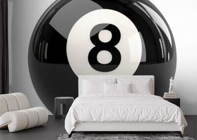 Black billiard ball with number eight, cut out Wall mural