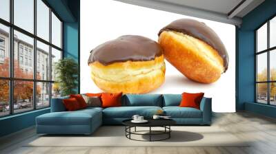 chocolate doughnuts isolated on white background Wall mural