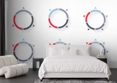 Circle arrows with side arrows, circle infographics Wall mural