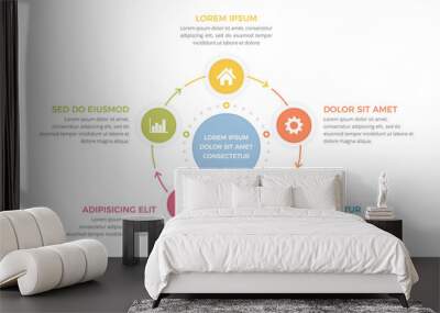 Circle diagram template with five steps or options, process infographics Wall mural