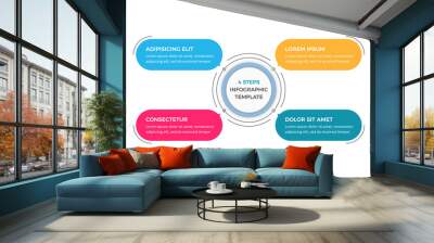 Circle diagram with 4 steps with place for your text, infographic template Wall mural