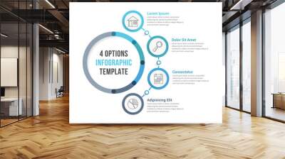 Circle Infographic Template with Four Options Wall mural