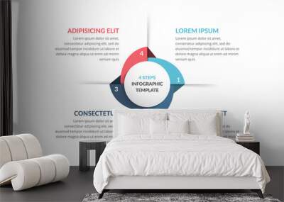 Circle infographic template with four steps or options, process chart Wall mural