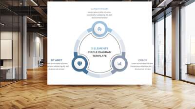 Circle infographic template with three elements, business infographics, vector eps10 illustration Wall mural