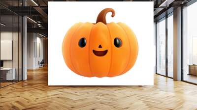 Cute smiling pumpkin illustration isolated on transparent background Wall mural