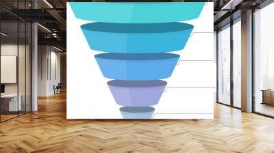 Funnel diagram with 5 elements, infographic template for web, business, presentations Wall mural