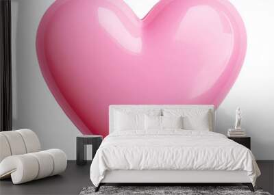 Glossy pink heart isolated on transparent background Wall mural