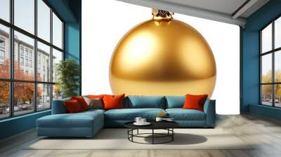 Gold Christmas ball isolated on transparent background Wall mural