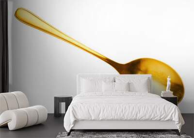 Gold spoon isolated on transparent background Wall mural