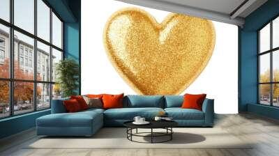 Golden glitter heart isolated on transparent background Wall mural