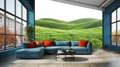 Green grassy hills isolated on transparent background Wall mural