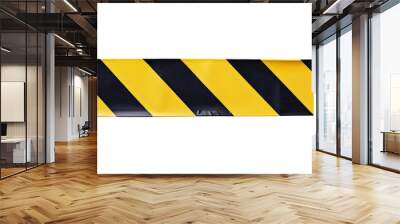 Horizontal black and yellow caution tape isolated on transparent background Wall mural