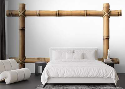 Horizontal rectangular bamboo frame isolated on transparent background Wall mural