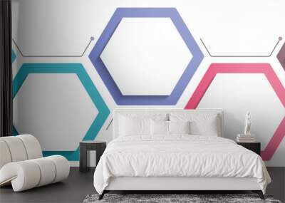 Infographic template with 5 hexagons Wall mural