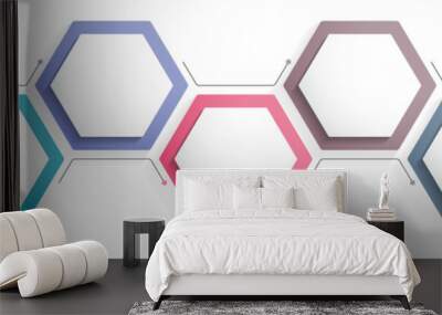 Infographic template with 7 hexagons with line icons, process chart Wall mural