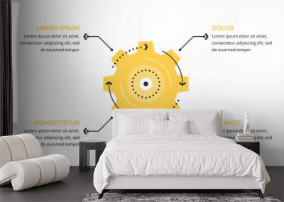 Infographic template with gear with four elements for text, vector eps10 illustration Wall mural