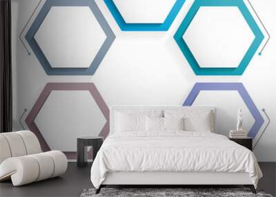 Infographic template with six hexagons with line icons, process chart Wall mural