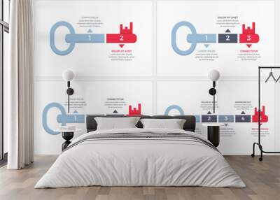 Key to success - set of infographic templates with key divided on segments with place for your text, vector eps10 illustration Wall mural