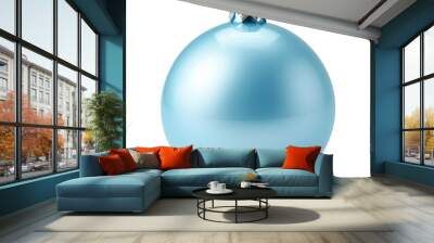 Light blue Christmas ball isolated on transparent background Wall mural