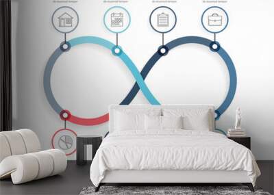 Process diagram with eight steps, infinity shape, workflow, steps, options Wall mural