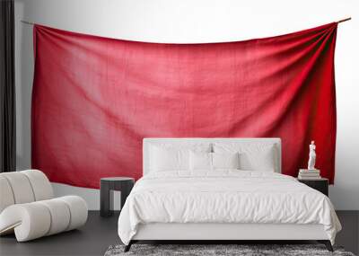 Red fabric banner isolated on transparent background Wall mural