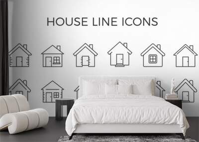 Set of house line icons, vector eps10 illustration Wall mural