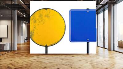 Set of various blank road signs isolated on transparent background Wall mural