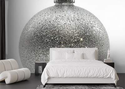 Shiny silver Christmas ball isolated on transparent background Wall mural