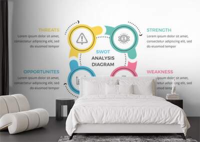 SWOT analysis circle diagram, flat business infographic template, vector eps10 illustration Wall mural