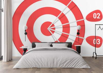 Target with four arrows with numbers  Wall mural