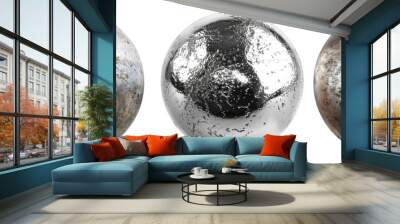 Three metal spheres isolated on transparent background Wall mural