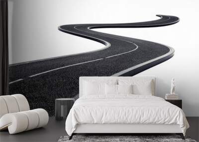 Winding asphalt road isolated on transparent background Wall mural