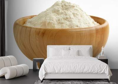 Wooden bowl with wheat flour isolated on transparent background Wall mural