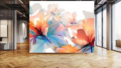 Abstract flowers art background vector. Luxury minimal style wallpaper flower and botanical leaves Watercolor. Vector background. Wall mural