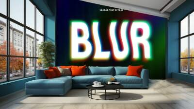 Editable 3D RGB Blur Glitch Text Effect Style. Vector Illustration Template. Wall mural