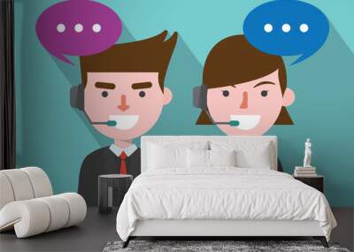 flat design, telemarketing concept illust Wall mural