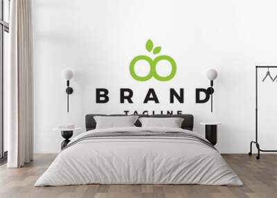 Modern bold ecological food logo design for food and drink industry. Wall mural