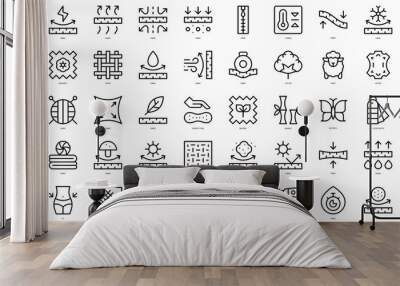 Set of thin line fabric features Icons. Vector illustration Wall mural