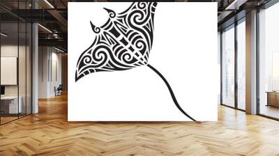 Manta Ray tattoo tribal stylised maori koru design Wall mural