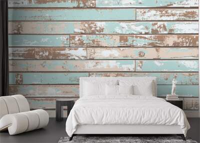 Vintage Blue Wooden Wall Background with Old Distressed Timber - Detailed vector, Grouped and Layered, easy to edit and change colors - large file contains raster effects Wall mural