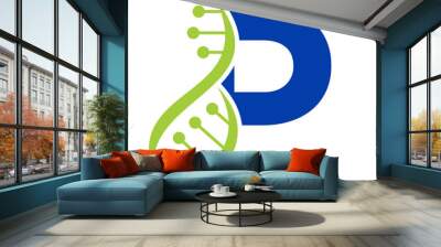 Initial DNA Logo On Letter P Vector Template For Healthcare Symbol Wall mural