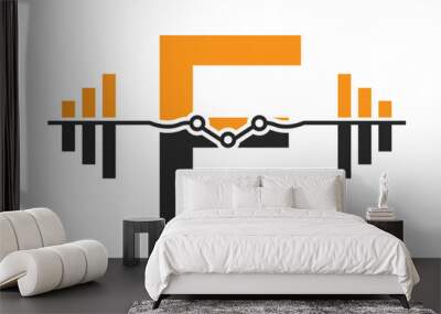 Initial Letter F Fitness Logo Concept With Dumbbell Icon. Gym Symbol Wall mural