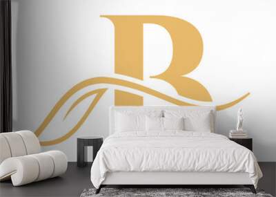 Letter B Beauty Flower Logo with Creative Concept Beauty, salon, Spa, Fashion and Yoga Sign Wall mural