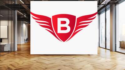 Wing Logo On Letter B For, Transportation Symbol. Freight Sign Wall mural