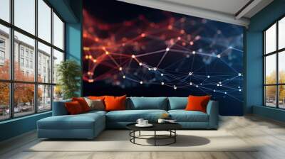 3d rendering of abstract technology background with connecting dots and lines. Network concept Wall mural