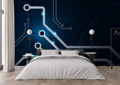 abstract circuit line digital pattern background Wall mural